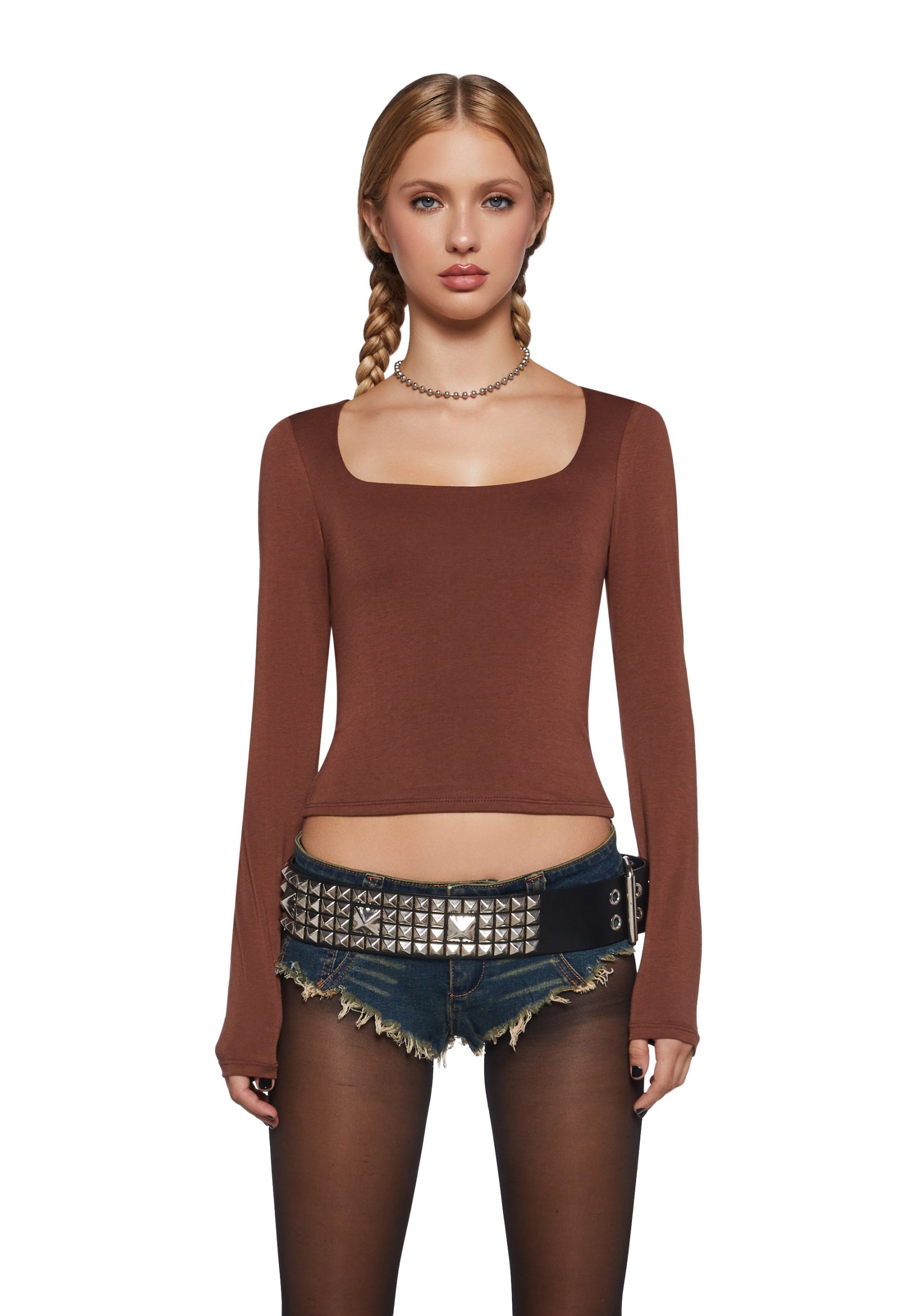 Singled Out Long Sleeve Tee - Brown