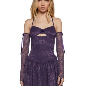 Chic Glamour Lace Dress And Gloves Set