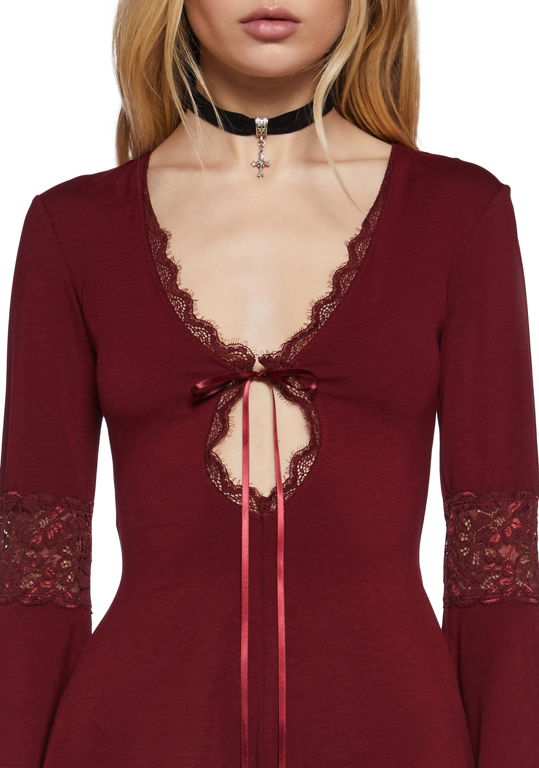 Whispering Wind Romper - Burgundy - Image 5