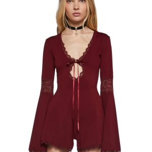 Whispering Wind Romper - Burgundy