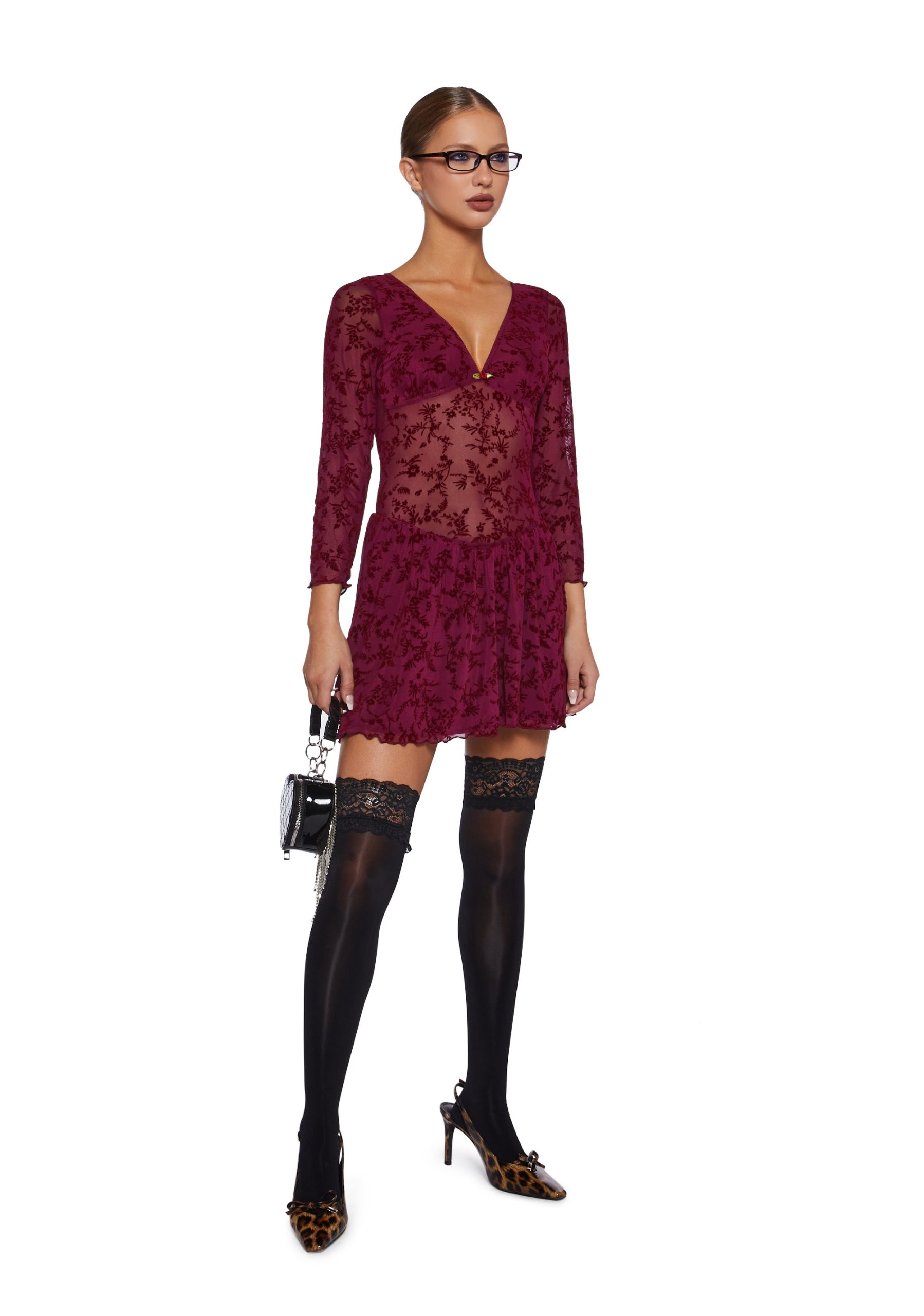 Letters Never Sent Mini Dress - Dark Red - Image 2