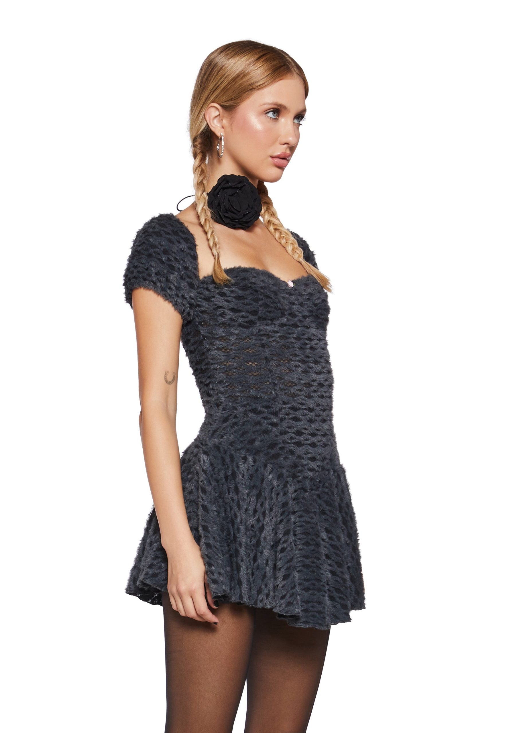 Lodge Party Fuzzy Dress - Gray - Image 3