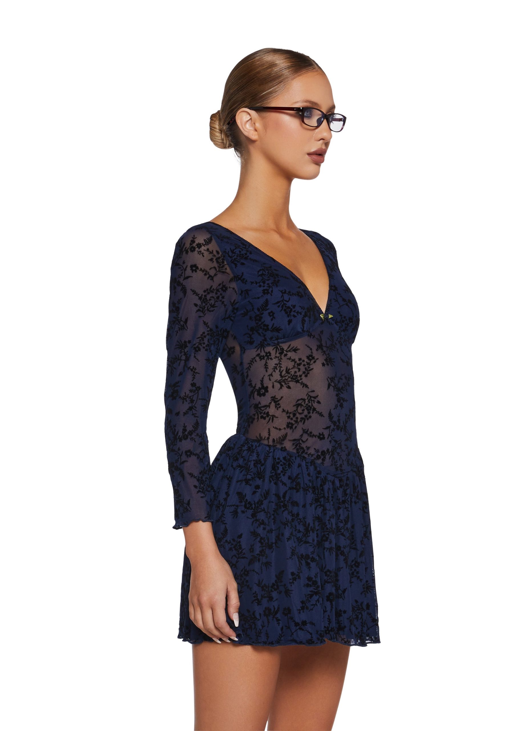Letters Never Sent Mini Dress - Dark Blue - Image 3
