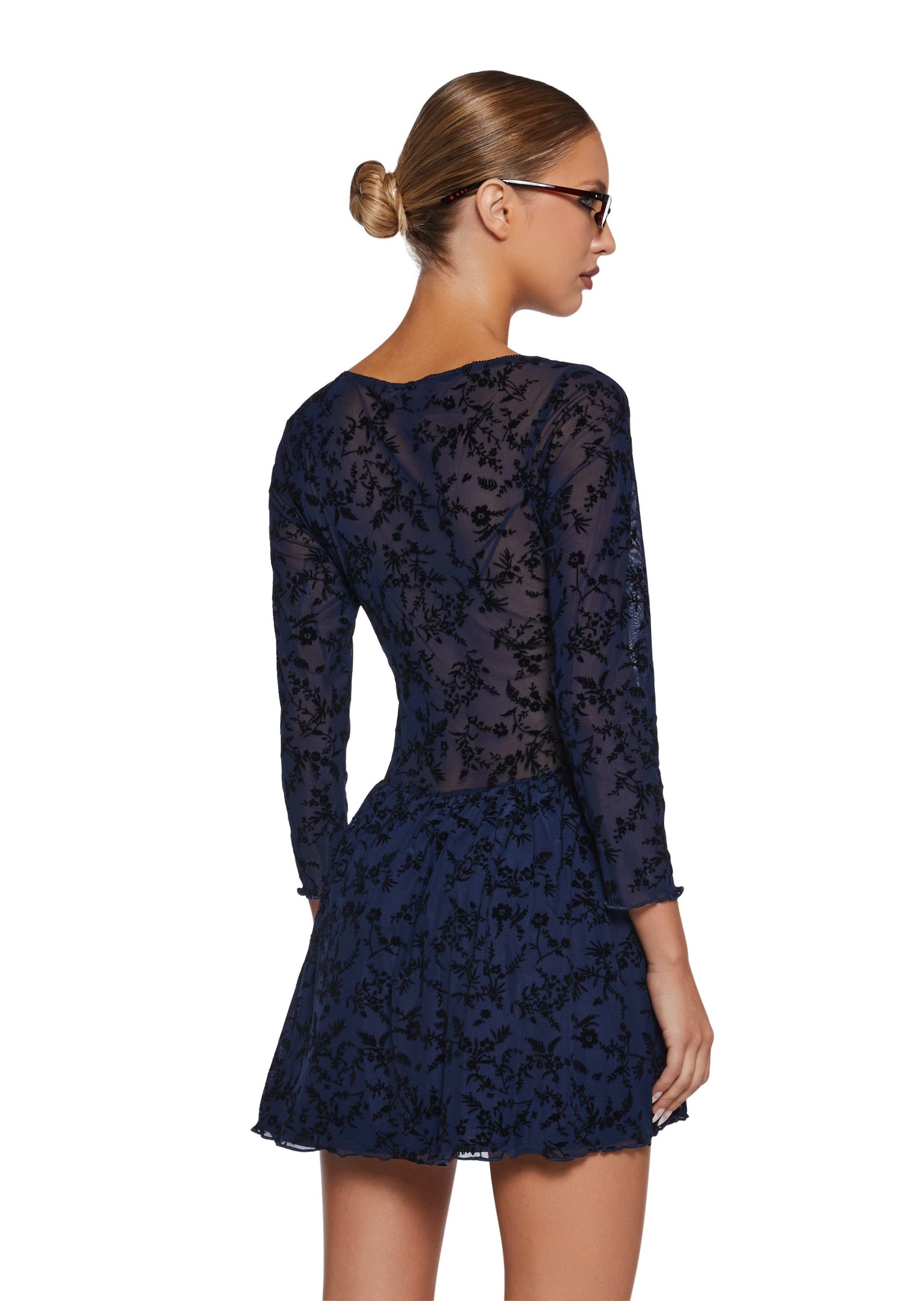 Letters Never Sent Mini Dress - Dark Blue - Image 4