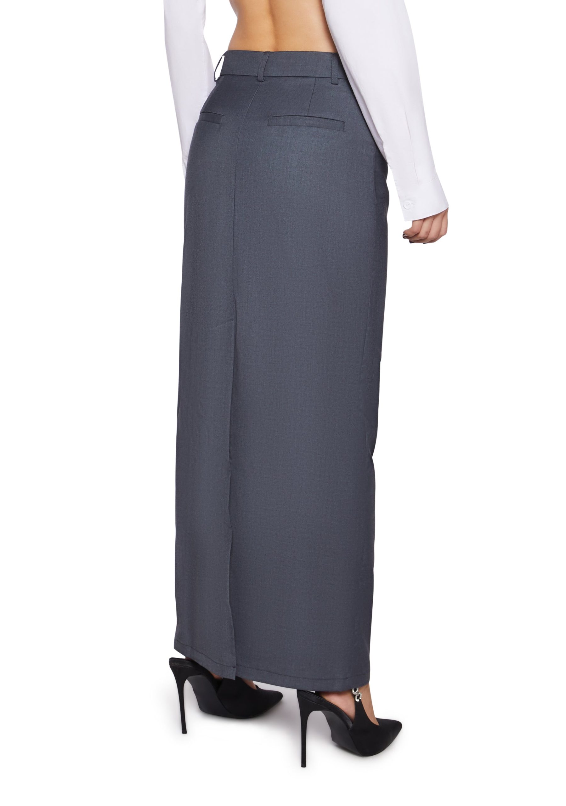 Executive Suite Maxi Skirt - Gray - Image 4