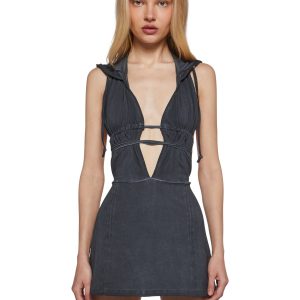 Chord Backless Hooded Dress