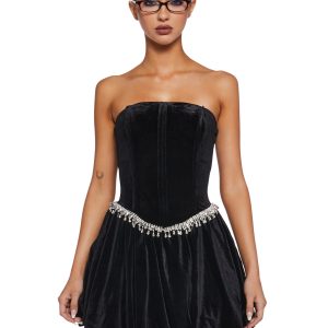 Tinsel Event Velvet Dress - Black