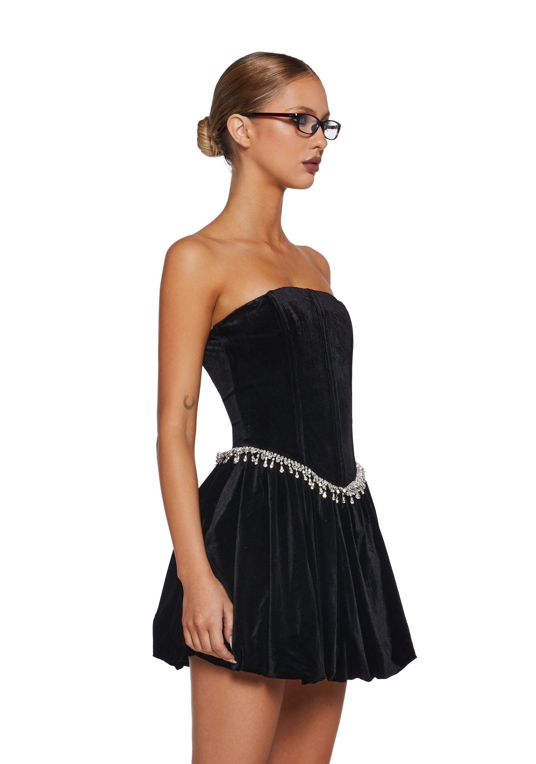 Tinsel Event Velvet Dress - Black - Image 3