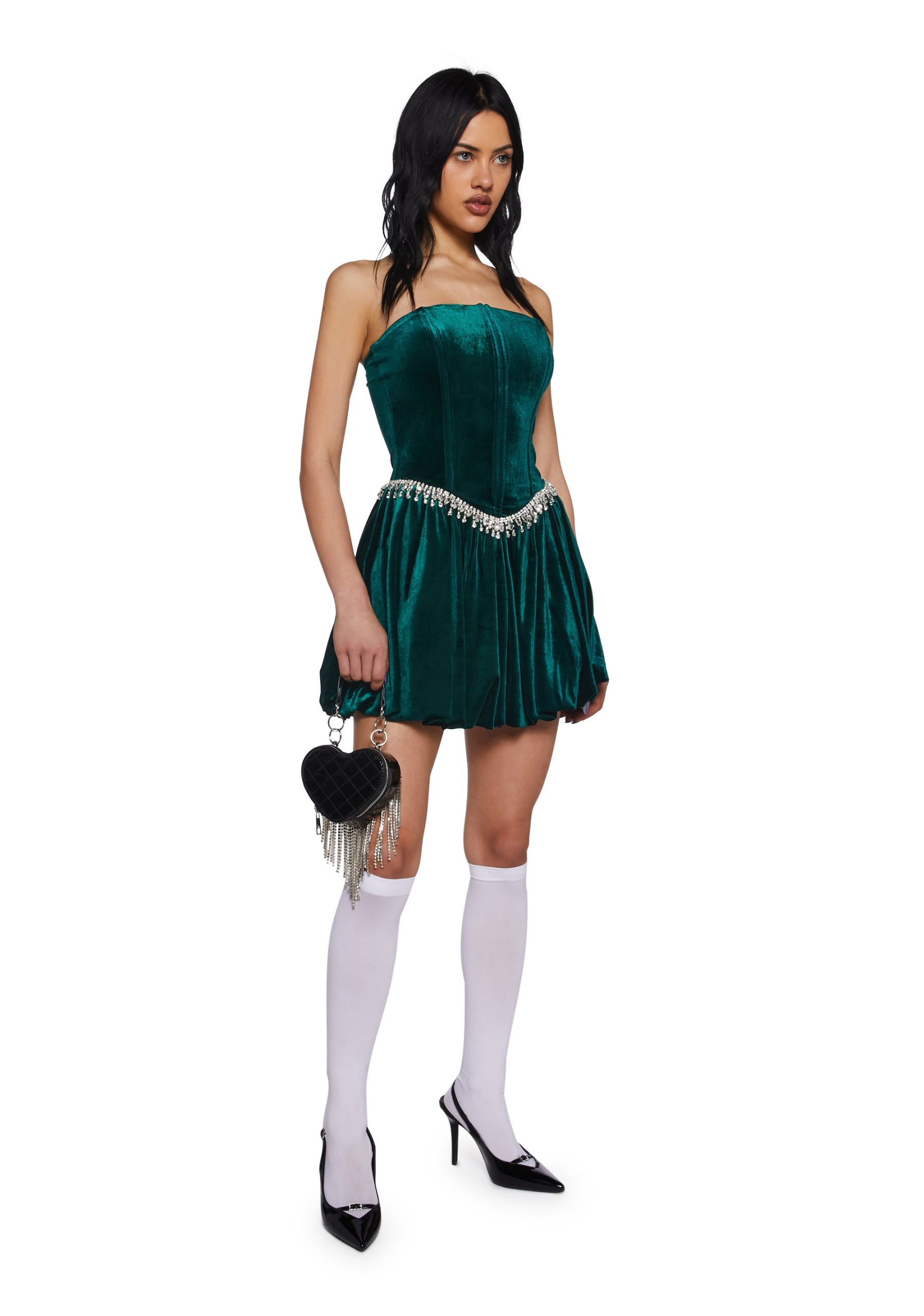 Tinsel Event Velvet Dress - Green - Image 2