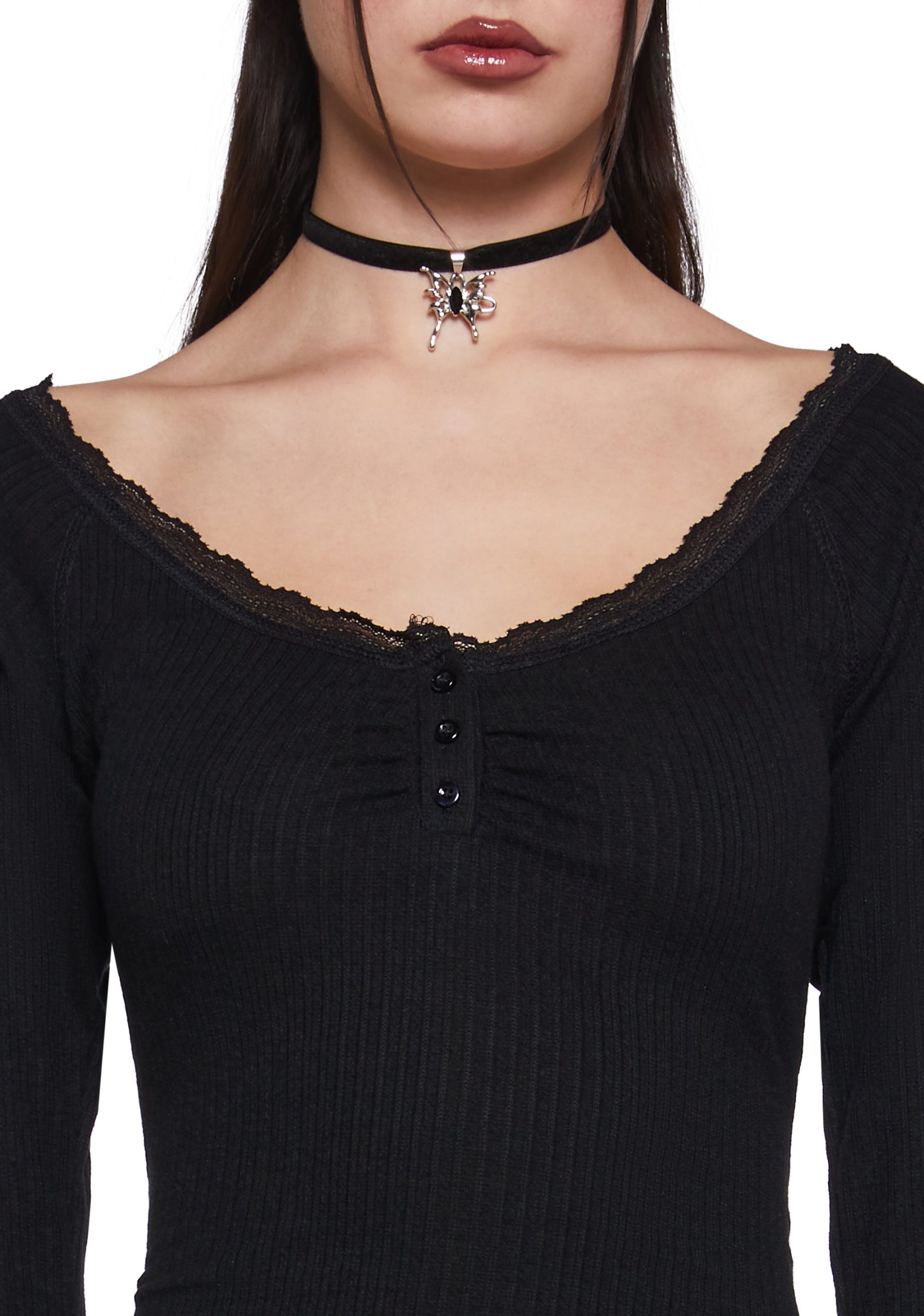 Text Me Long Sleeve Top - Black - Image 5