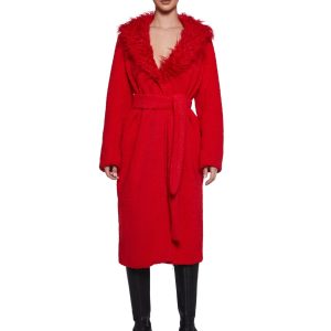 Winter Hearts Faux Fur Coat - Red