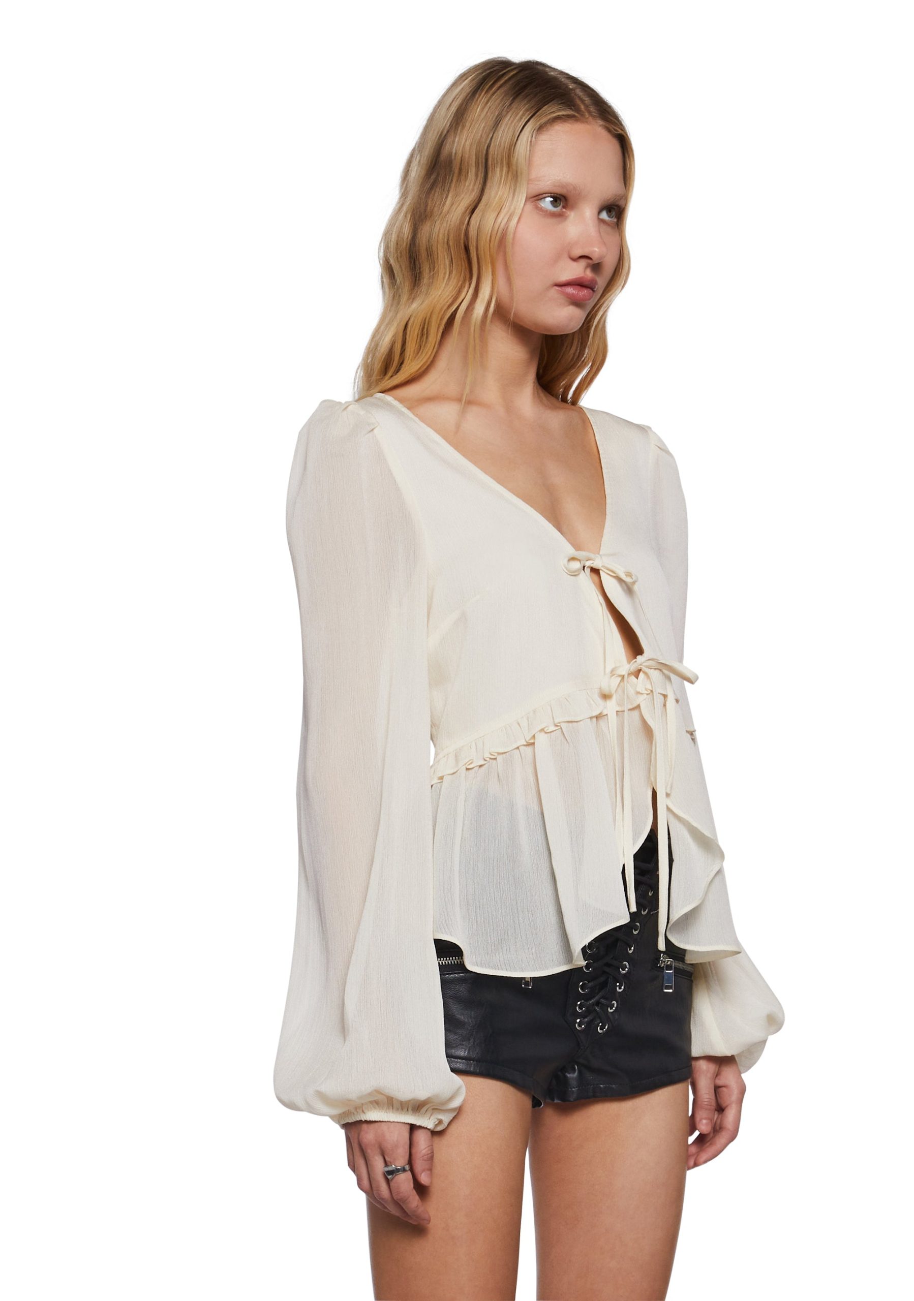Forever Me Peasant Top - Off White - Image 3