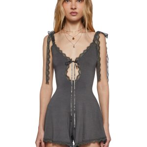 Whispering Wind Sleeveless Romper - Gray