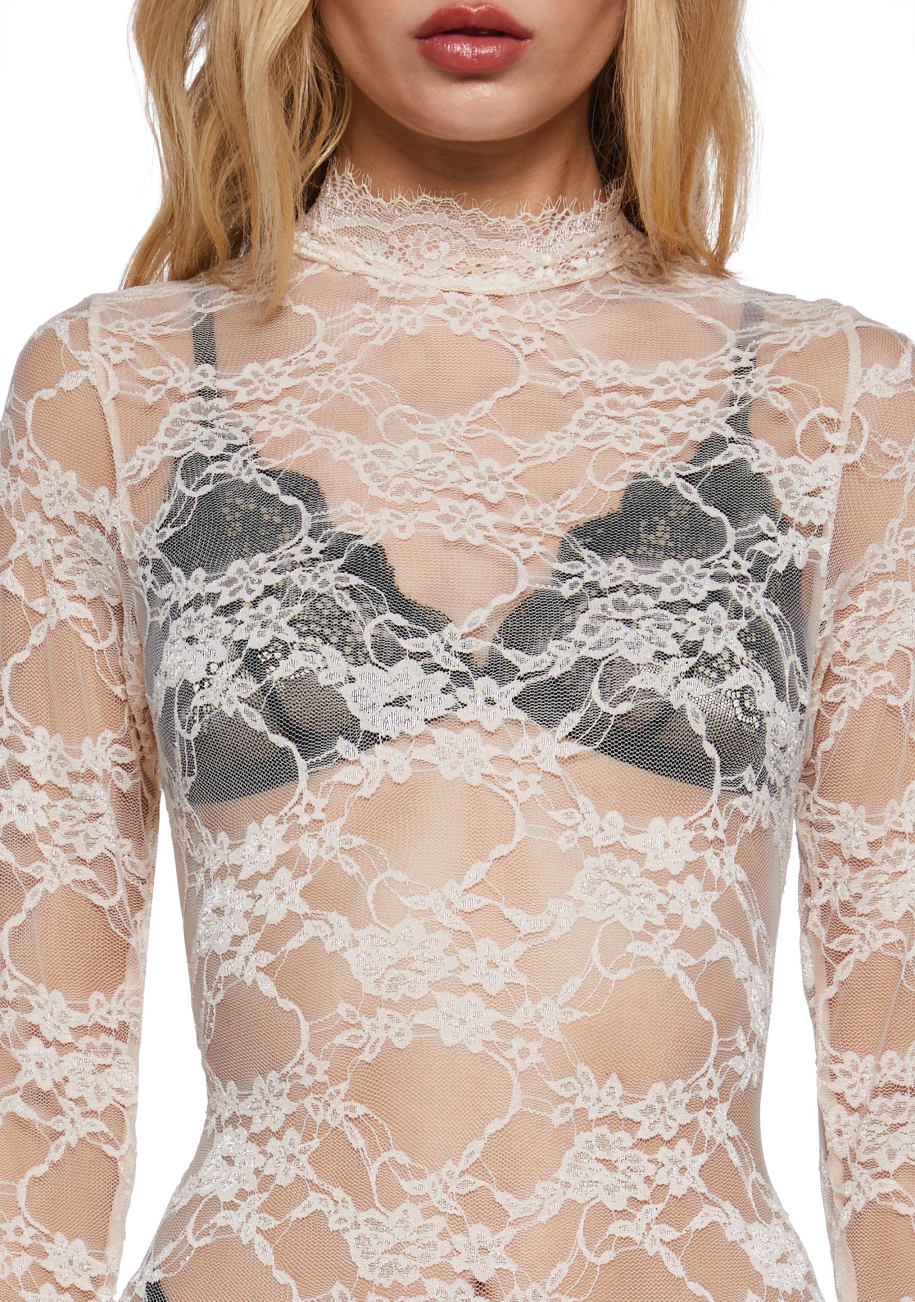 Blank Spaces Sheer Mini Dress - Ivory - Image 5