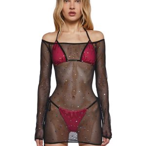 Glitter Spectacle Dress And Bikini Set