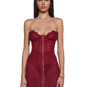Captivating Gazes Slip Dress - Red