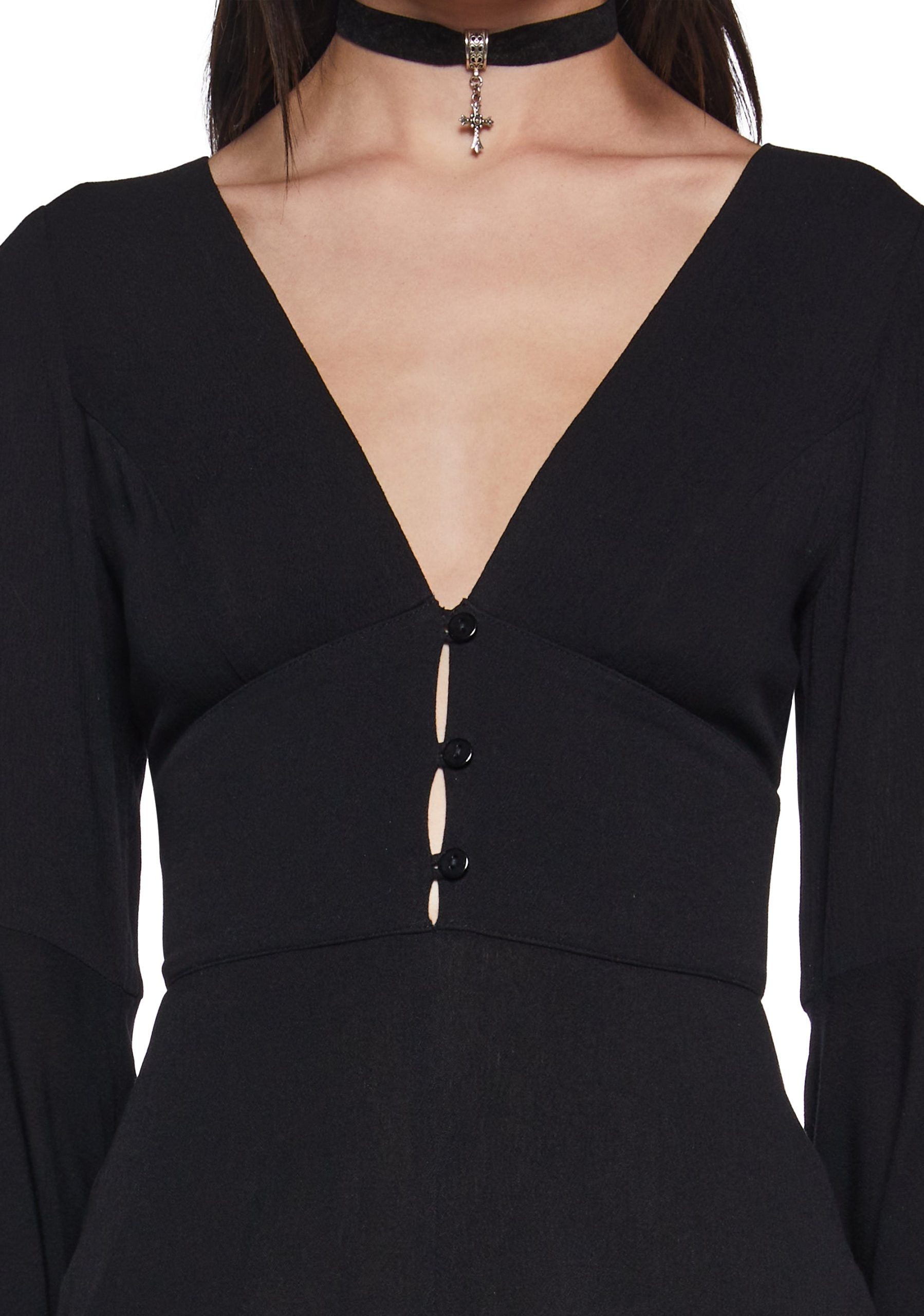 Soulful Bliss Long Sleeve Romper - Black - Image 5
