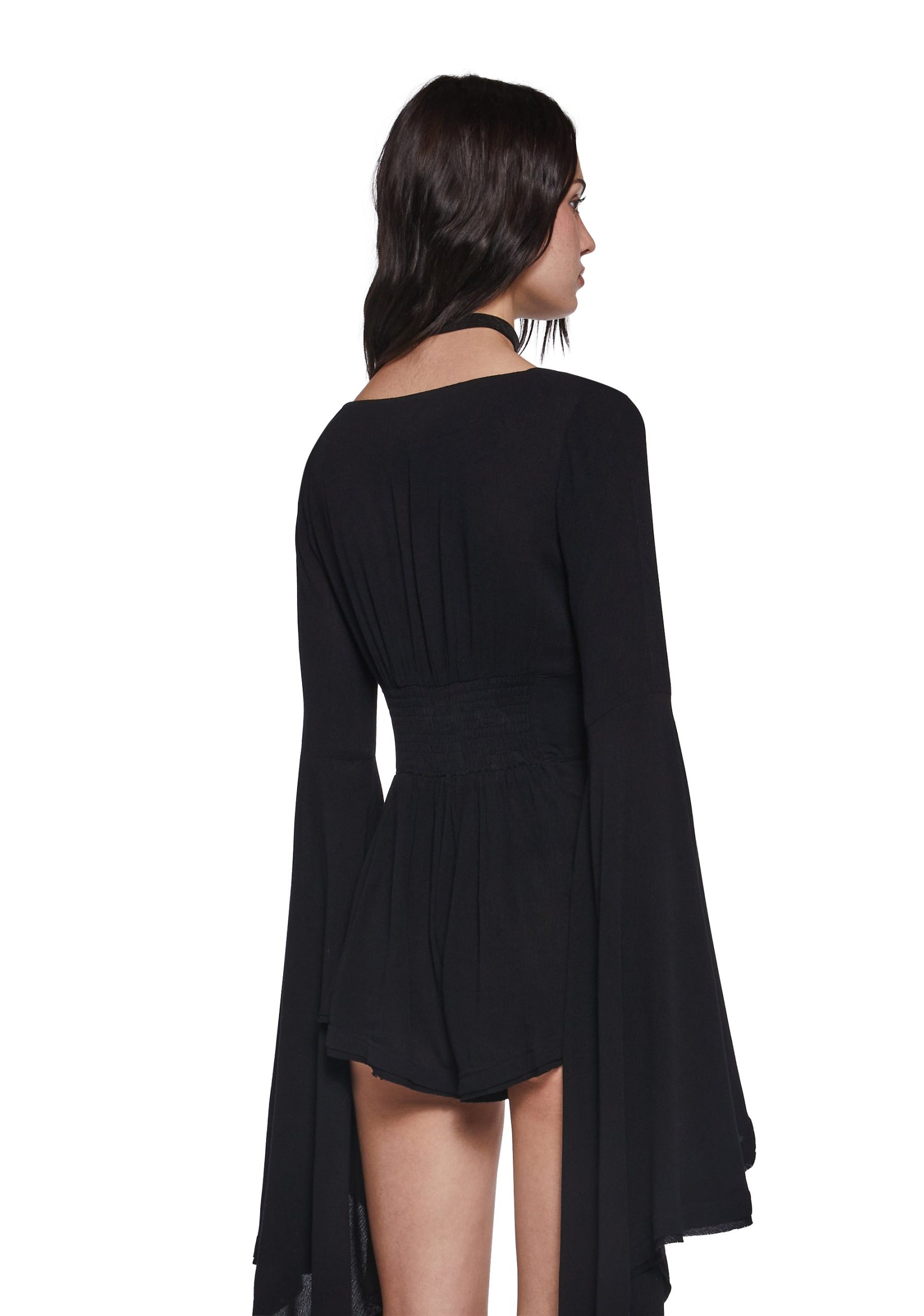 Soulful Bliss Long Sleeve Romper - Black - Image 4