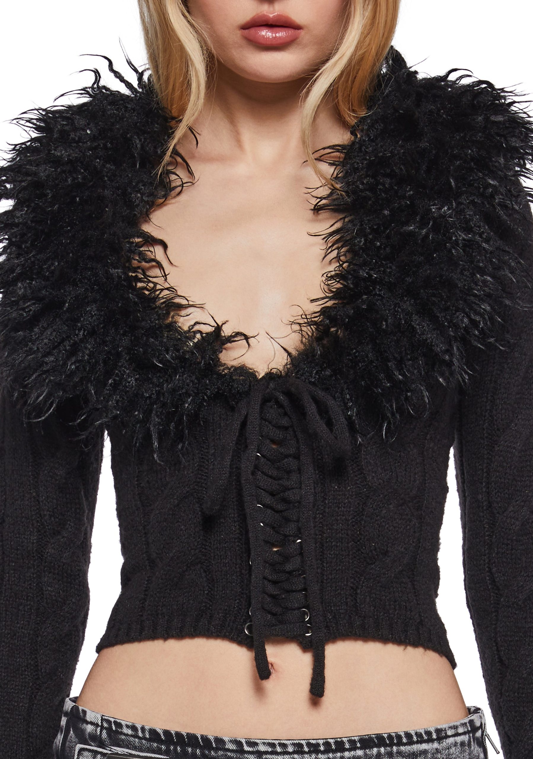Covet Cable Knit Cardigan - Black - Image 5
