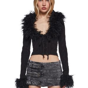 Covet Cable Knit Cardigan - Black