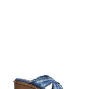 Star Worthy Cross Strap Slides - Denim