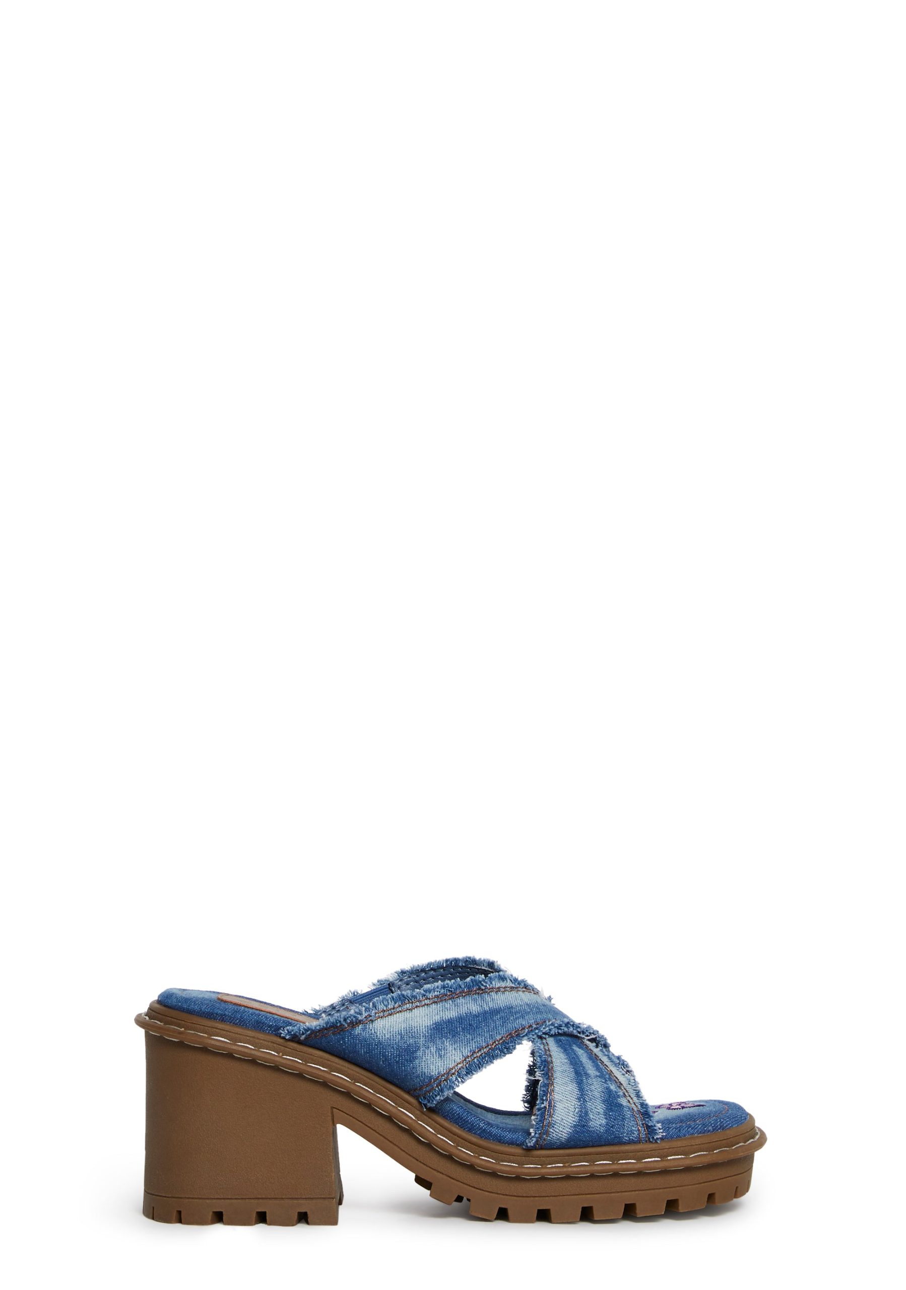Star Worthy Cross Strap Slides - Denim