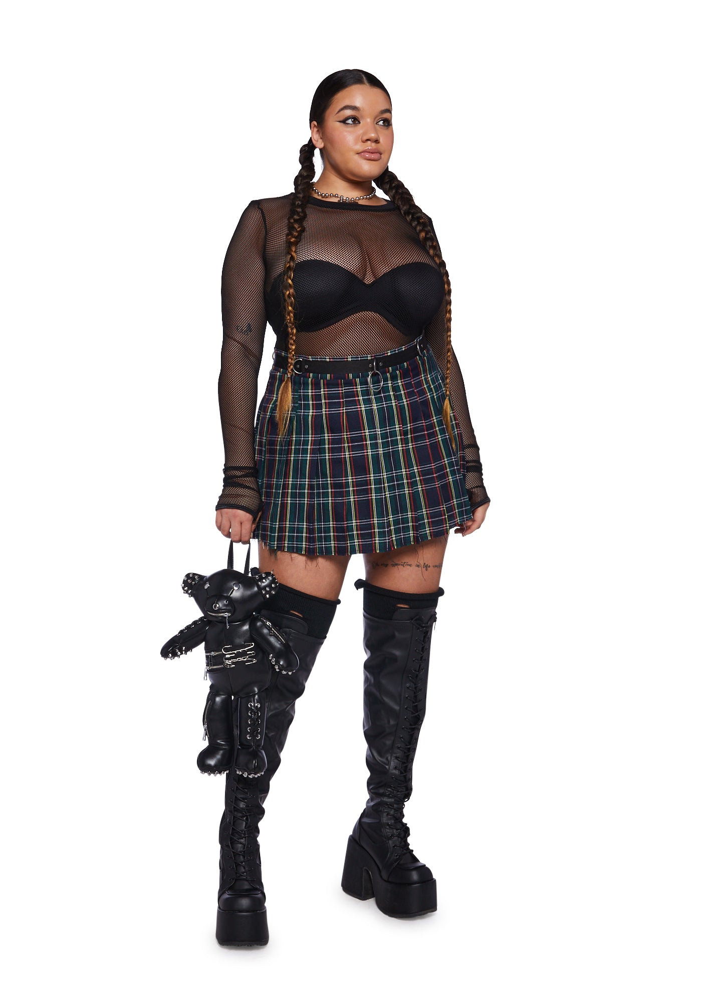 Plus Dress Code Plaid Skirt - Image 2