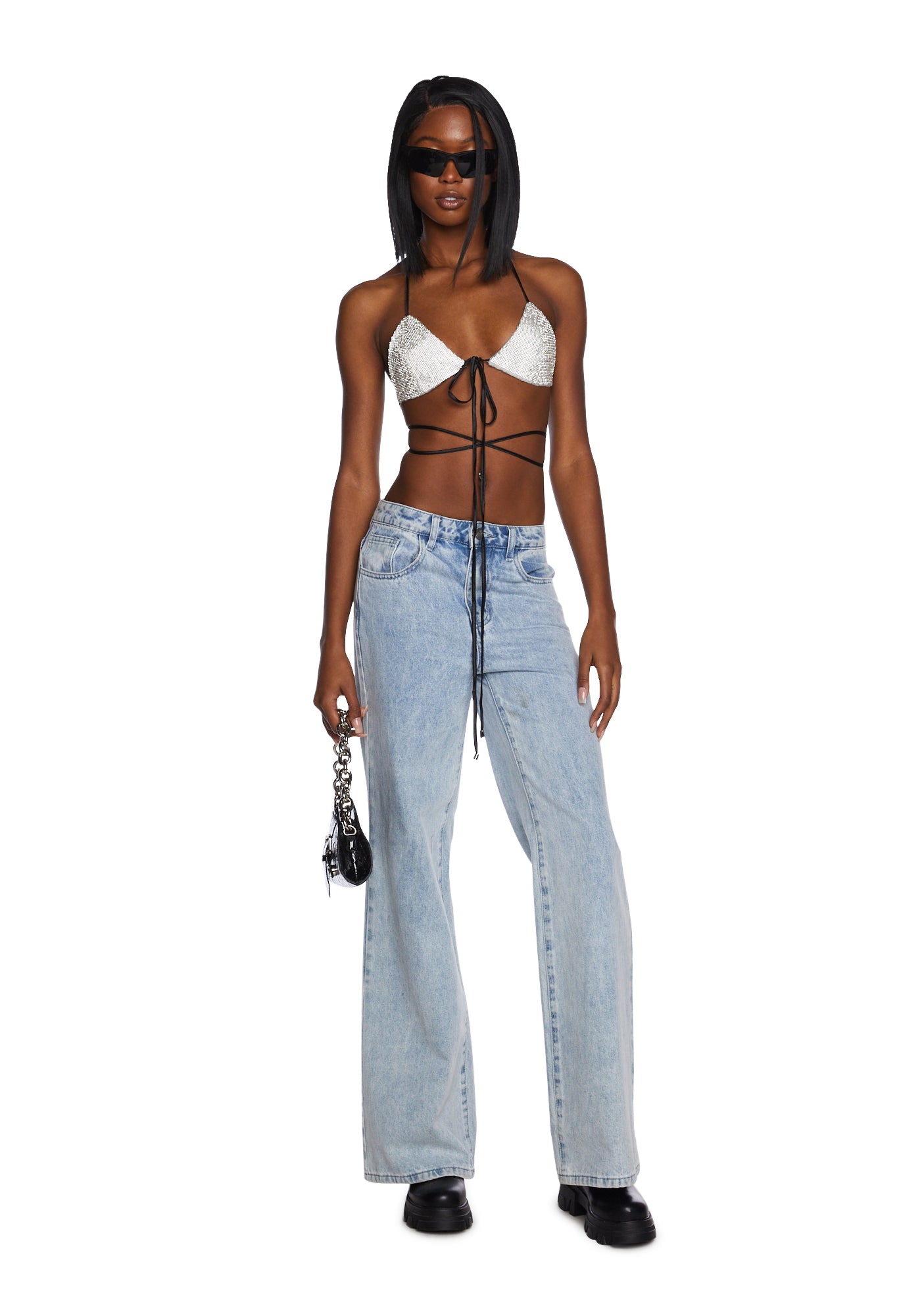 Drip Disorder Rhinestone Bra - Image 2