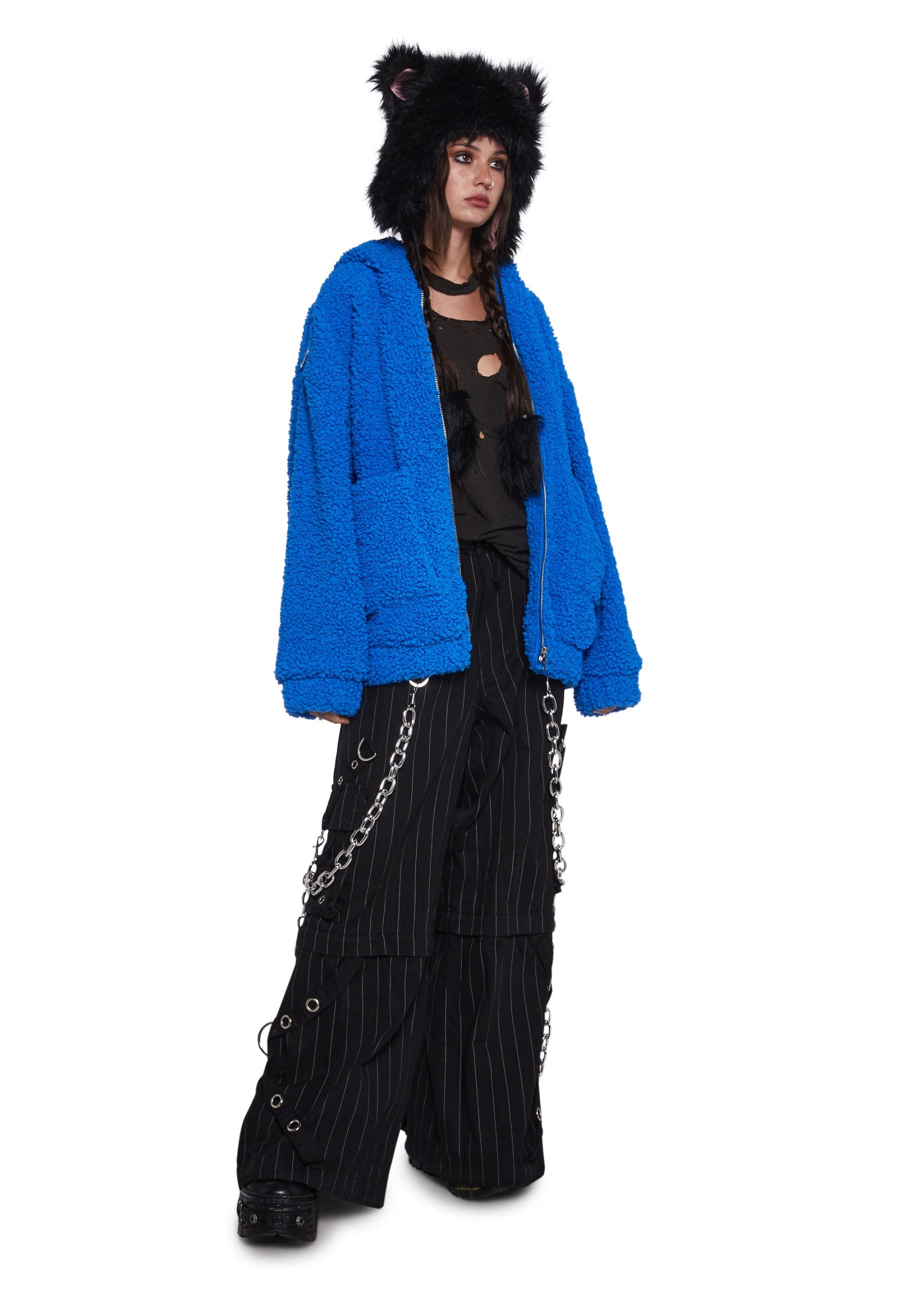Azure Blissful Misery Hooded Sherpa Jacket - Image 2
