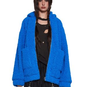 Azure Blissful Misery Hooded Sherpa Jacket
