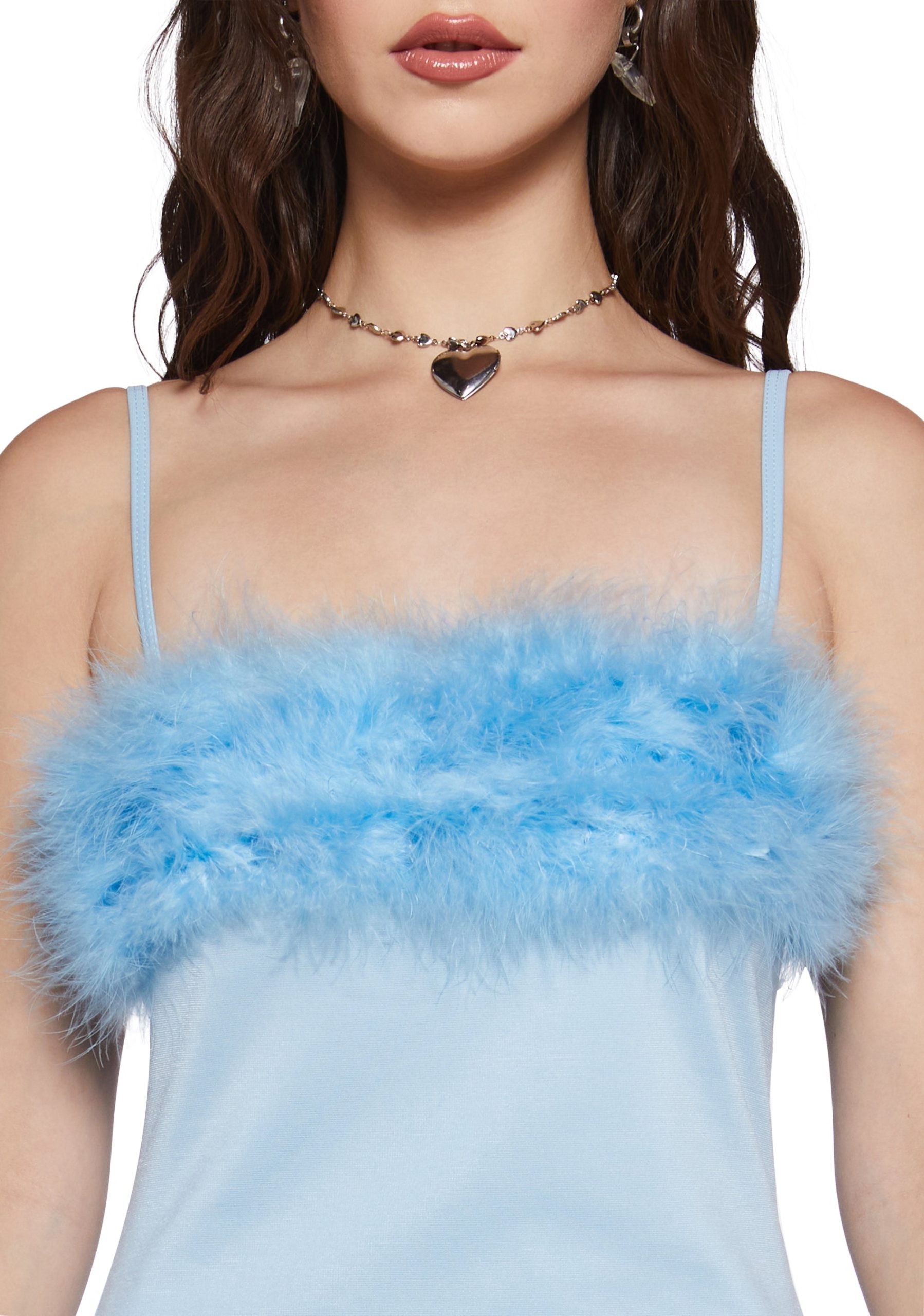 Flirty N' Thriving Marabou Dress - Light Blue - Image 5