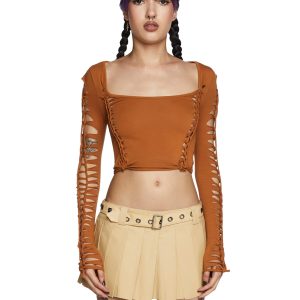 Alternative Spells Long Sleeve Top - Light Brown