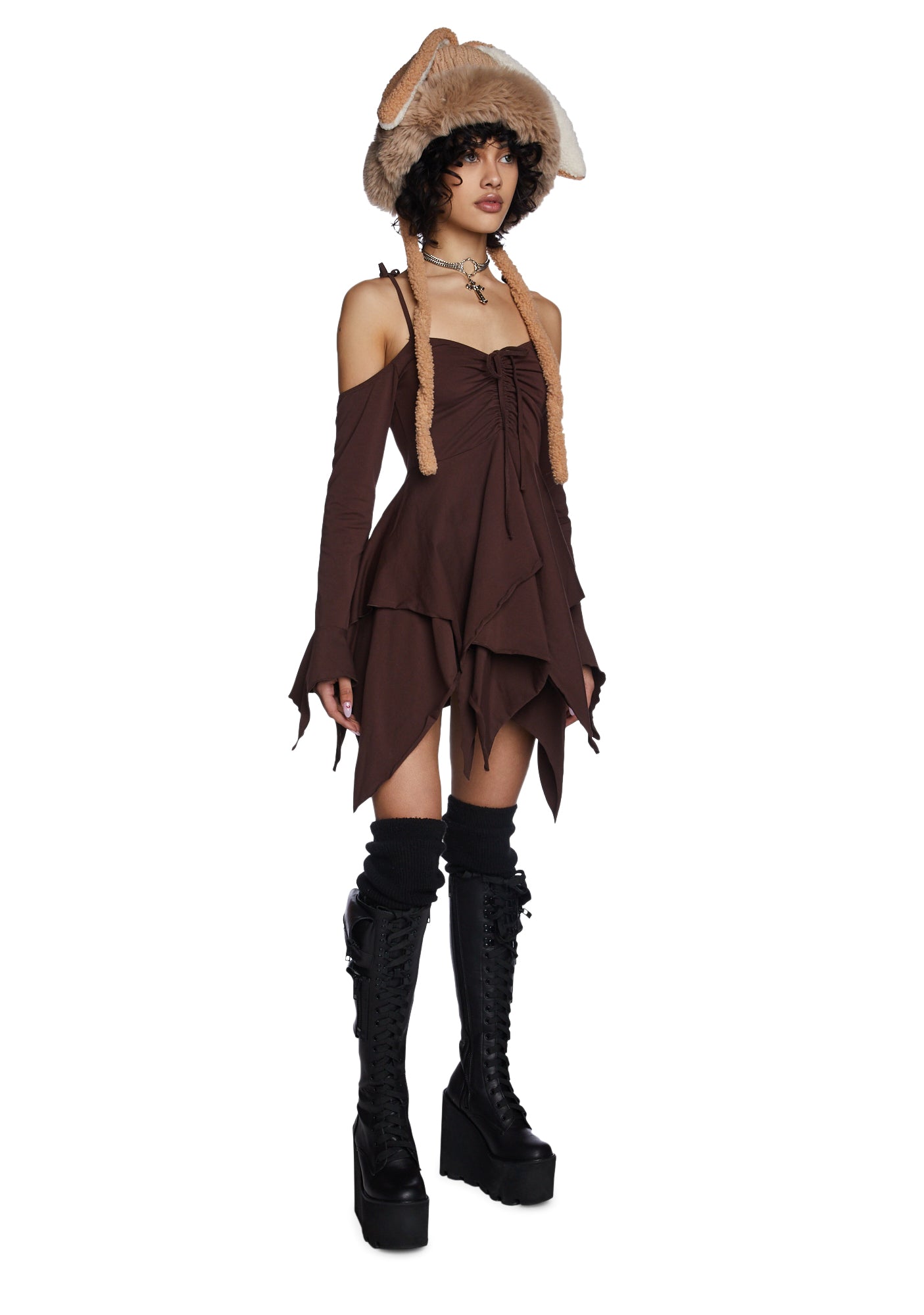 F is For Fairies Handkerchief Dress - Brown - Image 5