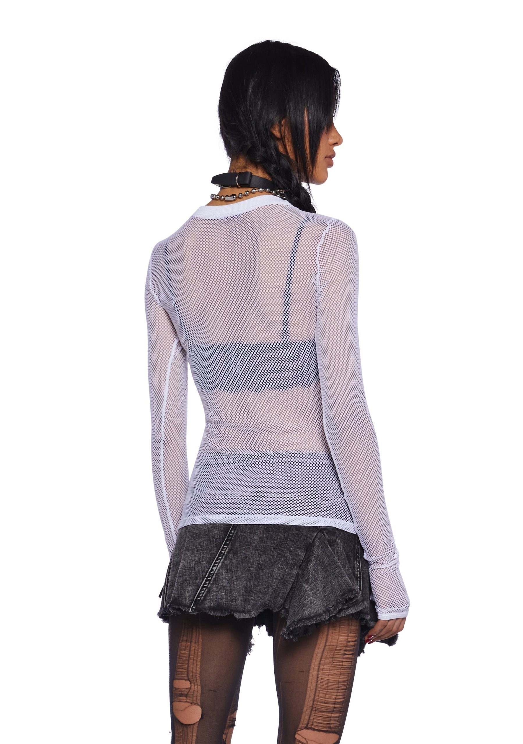 See Thru Me Fishnet Top - White - Image 4