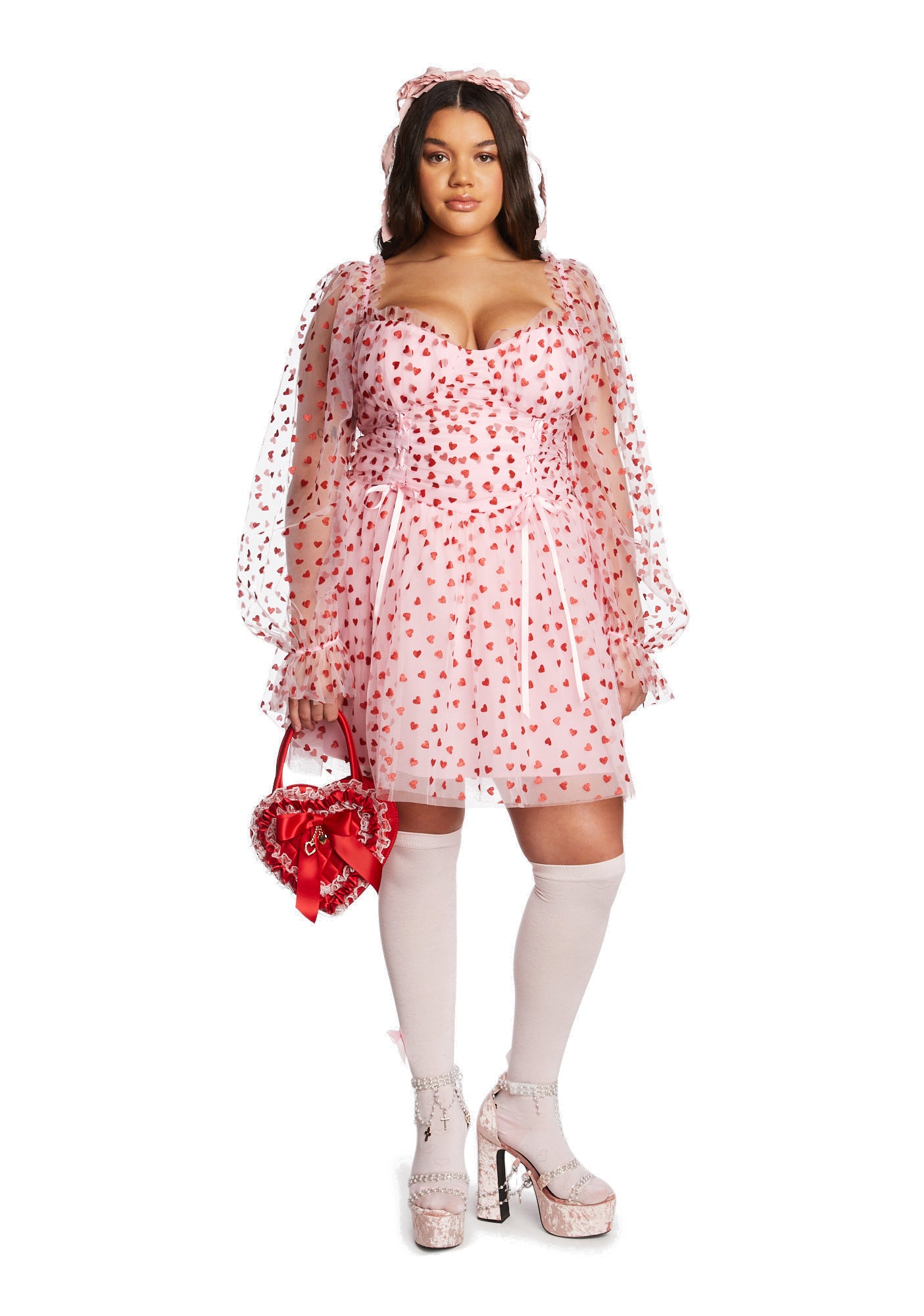 Plus Heavenly Affair Babydoll Dress-Pink - Image 2