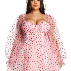 Plus Heavenly Affair Babydoll Dress-Pink