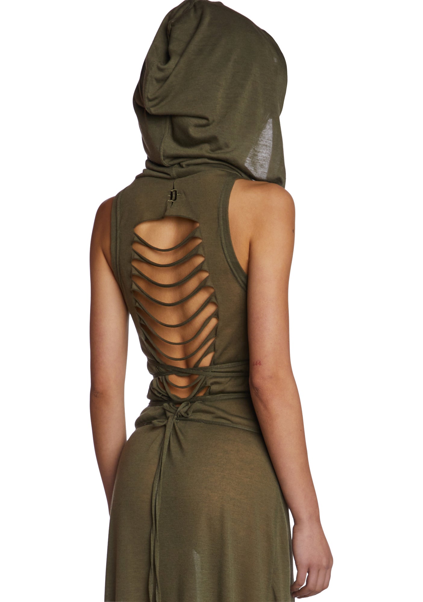 Echo Hooded Slit Maxi Dress - Green - Image 2