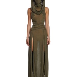 Echo Hooded Slit Maxi Dress - Green