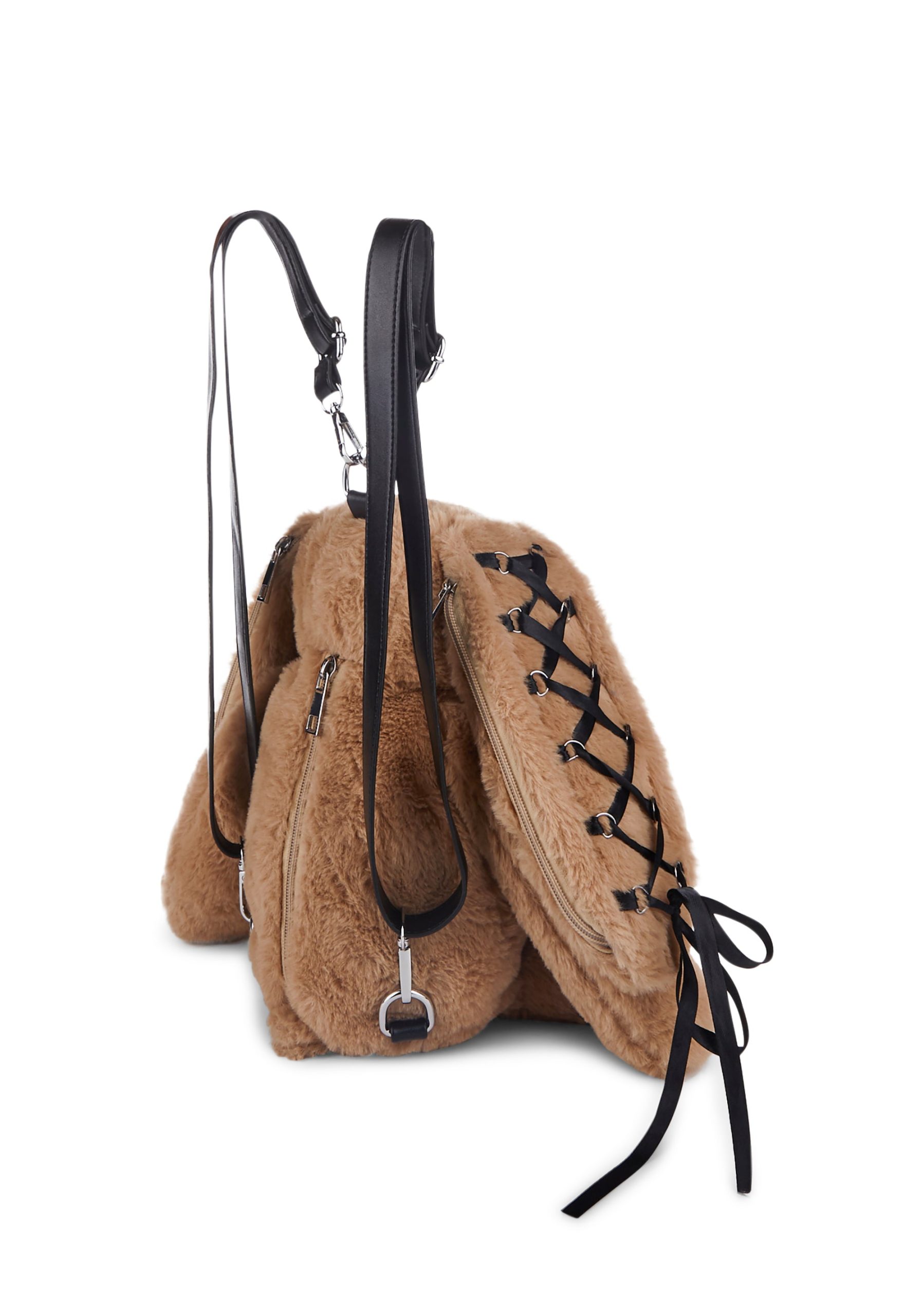 Cuddly Bunny Plush Backpack - Brown - Image 4