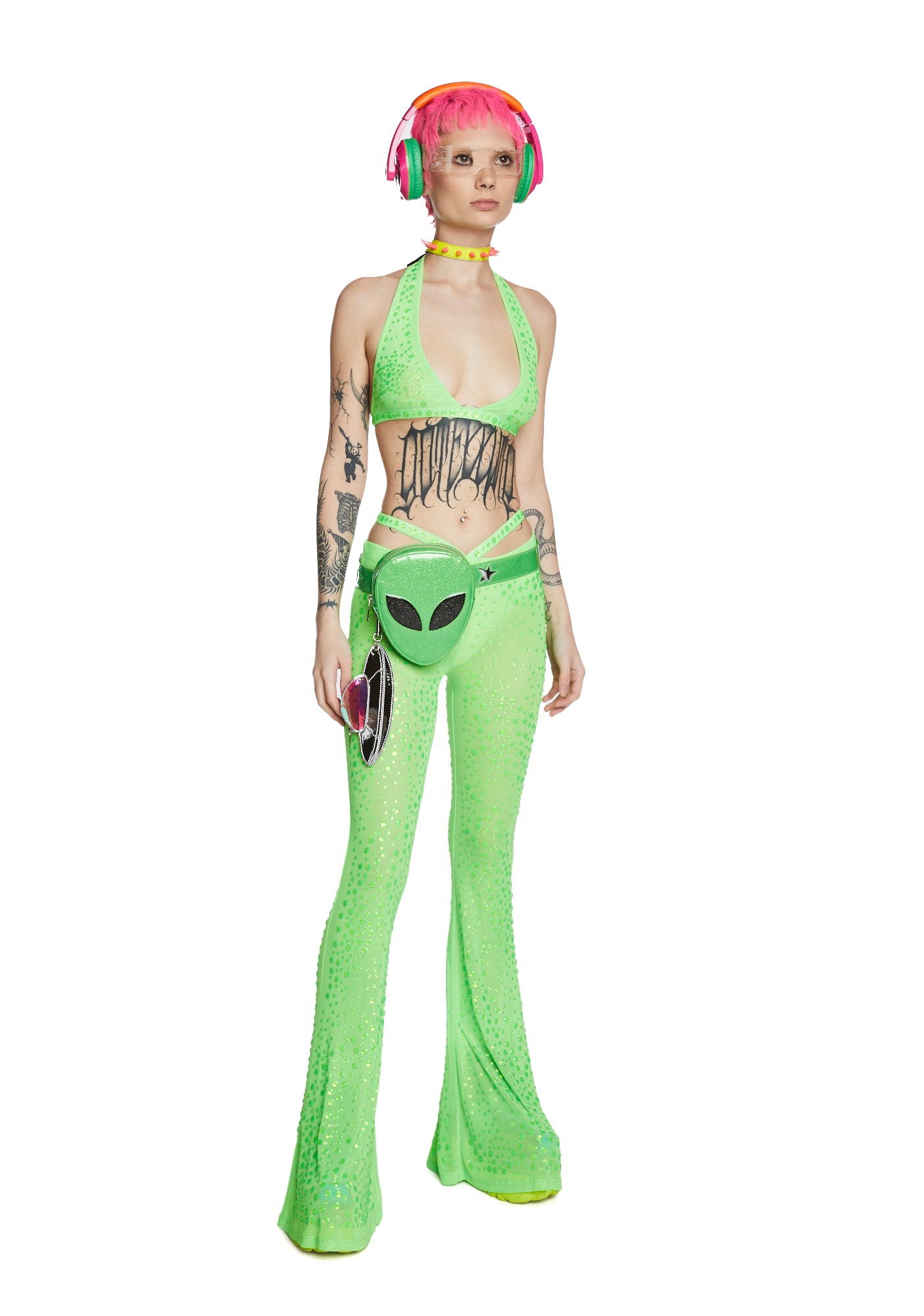 Stardust Showdown Bra Top - Neon Green - Image 2