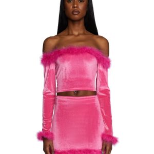 Filthy Femme Velvet Crop Top - Pink