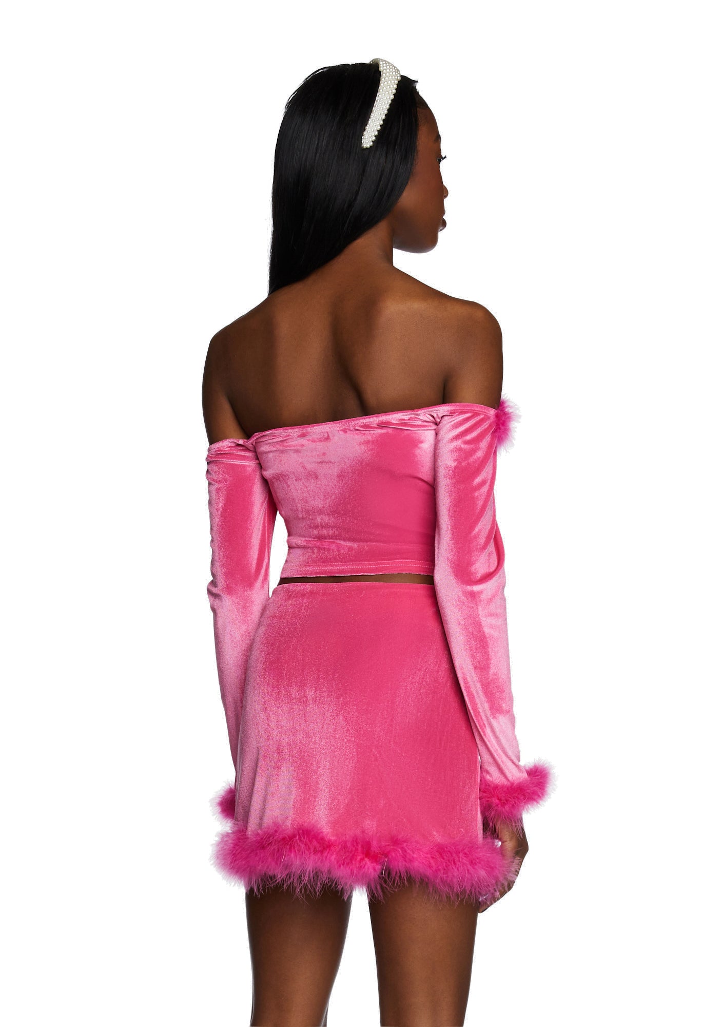 Filthy Femme Velvet Crop Top - Pink - Image 4