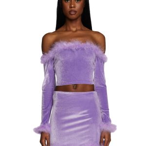 Filthy Femme Velvet Crop Top - Purple