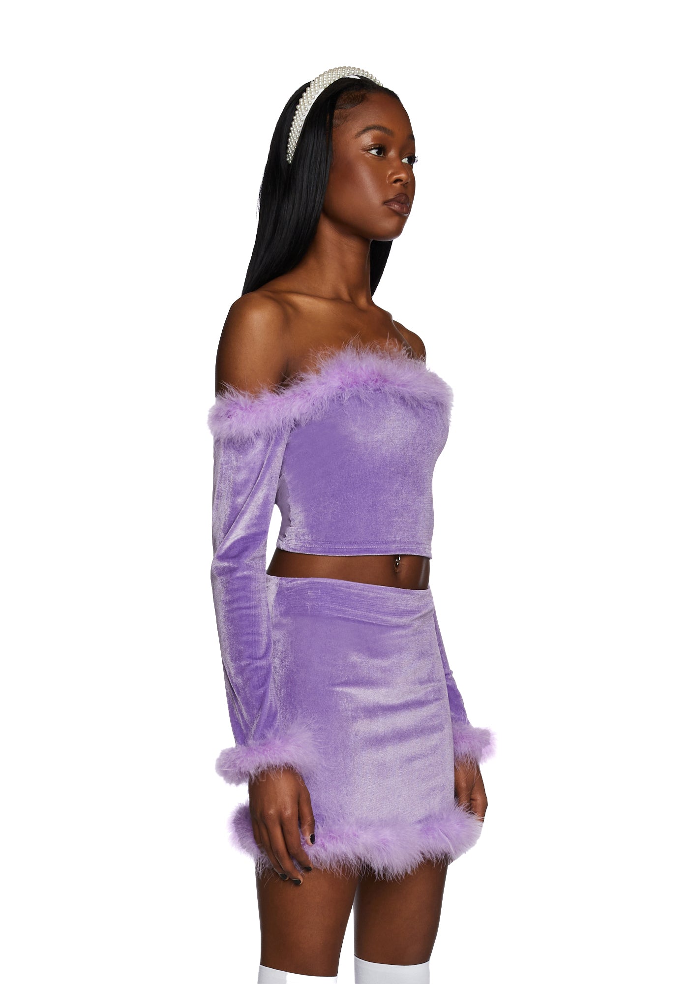 Filthy Femme Velvet Crop Top - Purple - Image 3