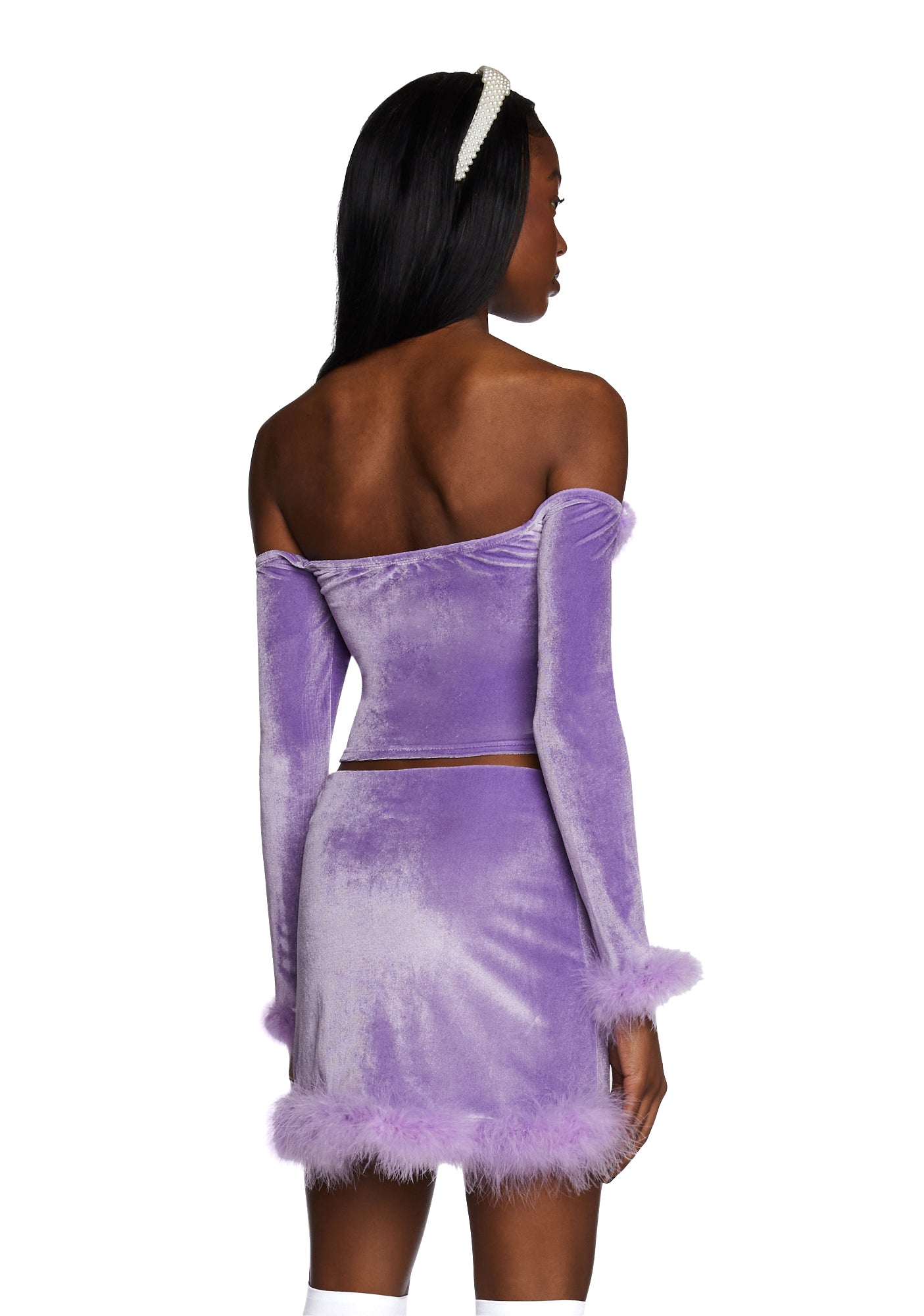 Filthy Femme Velvet Crop Top - Purple - Image 4