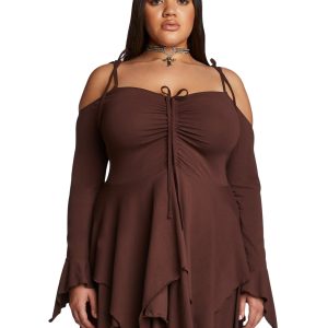 Plus F is For Fairies Handkerchief Dress - Brown